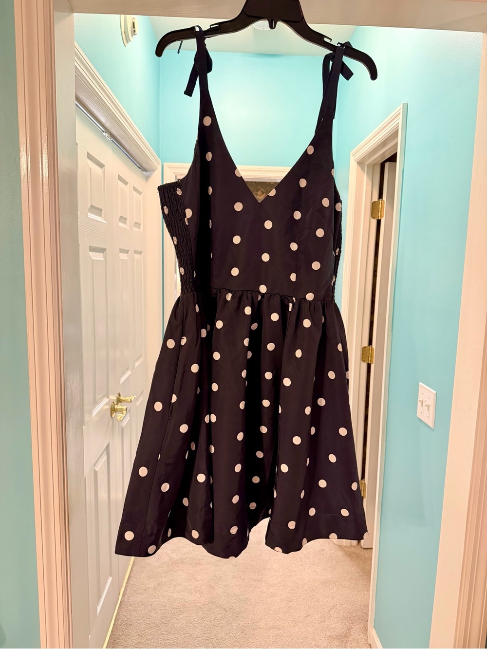 The Occasion By Old Navy Fit & Flare Taffeta Mini Dress Navy Dot NWT Large Tall